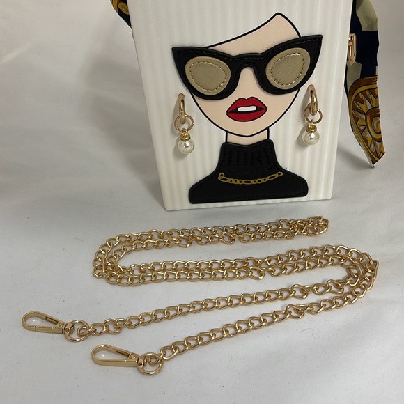 🆕 Crossbody Style Worthy Woman Purse with Handle Scarf - Picture 4 of 8